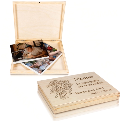 DREWNIANE PUDEŁKO życzenia dla mamy z okazji Dnia Mamy grawer