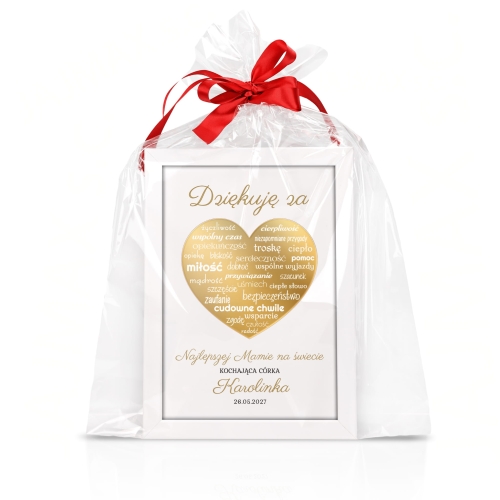 PREZENT DLA MAMY OD SERCA obrazek ramka A4 złote serce