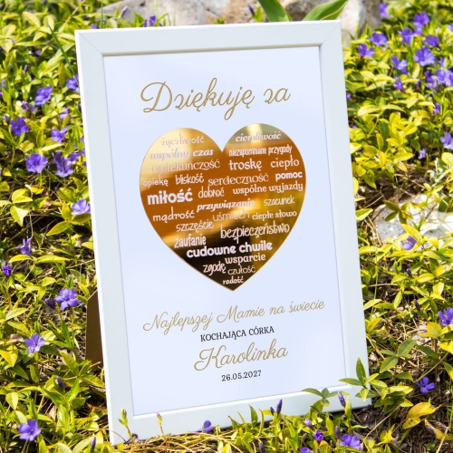 PREZENT DLA MAMY OD SERCA obrazek ramka A4 złote serce