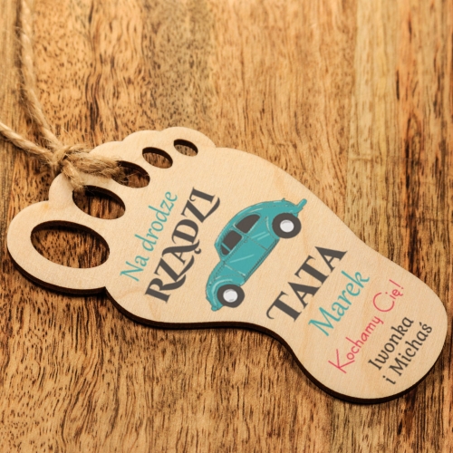 POMYSŁ NA PREZENT NA DZIEŃ OJCA zawieszka do auta nadruk