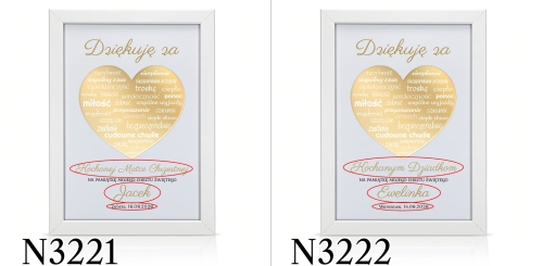 Obrazek złote serce PREZENT DLA CHRZESTNYCH CHRZCINY