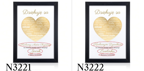 RAMKA ZŁOTE SERCE podziękowania dla dziadków Chrzest Święty