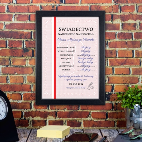ŚWIADECTWO DLA NAUCZYCIELA prezent zakończenie LICEUM
