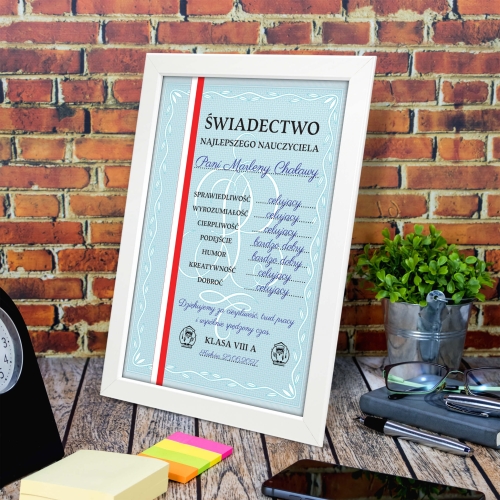 Dyplom Świadectwo Dla nauczyciela prezent od klasy
