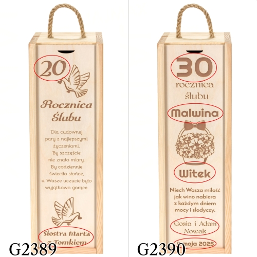PREZENT NA ROCZNICĘ ŚLUBU skrzynka na wino grawer