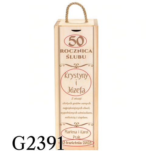 PREZENT NA ROCZNICĘ ŚLUBU skrzynka na wino grawer