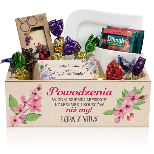 PREZENT NA ODEJŚCIE Z PRACY kosz upominkowy nadruk