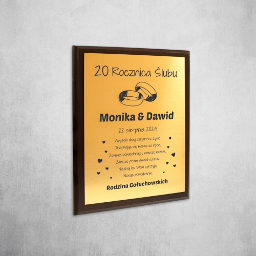 PREZENT Z OKAZJI ROCZNICY ŚLUBU złoty obrazek z dedykacją