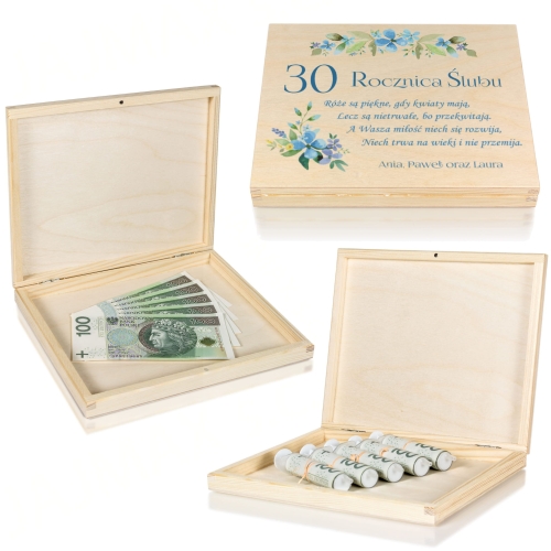 DREWNIANE PUDEŁKO NA PIENIĄDZE Rocznica Ślubu prezent