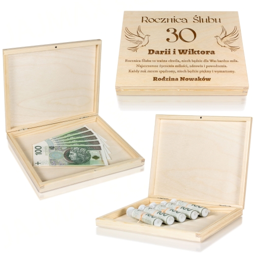 Pomysł na prezent na rocznicę ślubu PUDEŁKO NA GOTÓWKĘ BILETY