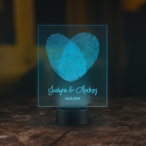 Lampka LED odciski palców serce ROMANTYCZNY PREZENT NA ROCZNICĘ