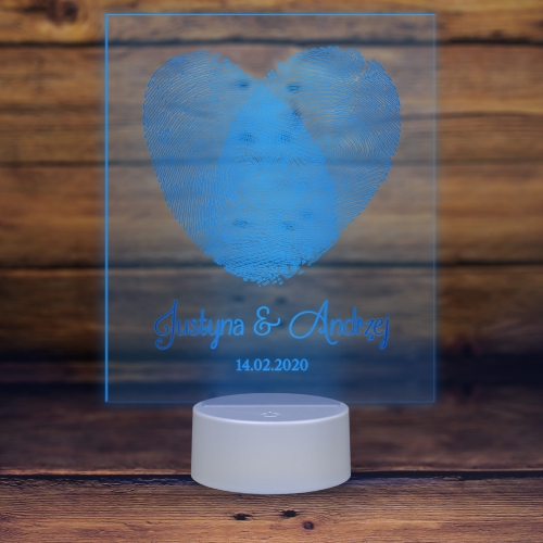Lampka LED odciski palców serce ROMANTYCZNY PREZENT NA ROCZNICĘ