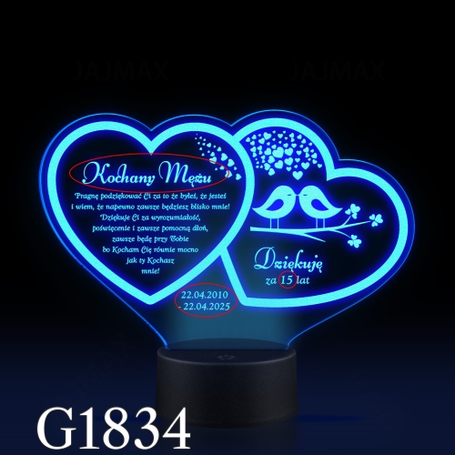 LAMPKA NOCNA LED prezent na rocznicę dla męża dla żony