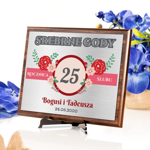 PREZENT ROCZNICOWY 25 lat SREBRNE GODY obrazek z dedykacją