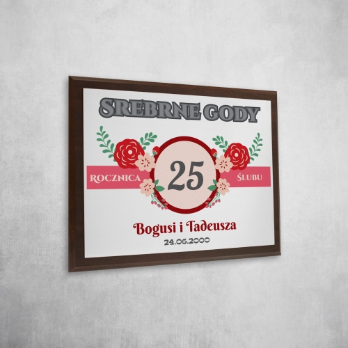 PREZENT ROCZNICOWY 25 lat SREBRNE GODY obrazek z dedykacją