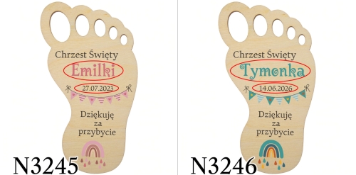 UPOMINKI DLA GOŚCI CHRZEST magnes stopka od dziewczynki