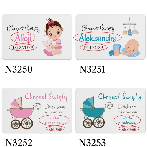 PODZIĘKOWANIA DLA GOŚCI CHRZEST biały magnes