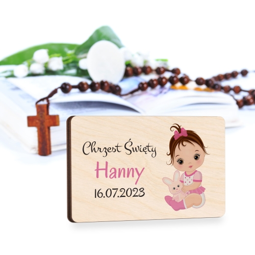 Drewniany magnes UPOMINKI DLA GOŚCI NA CHRZEST