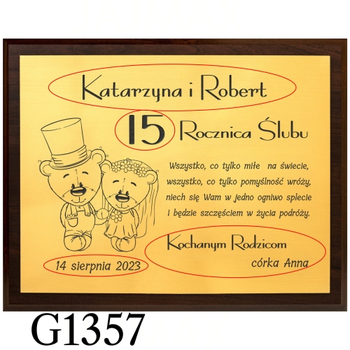 PREZENT Z OKAZJI ROCZNICY ŚLUBU złoty obrazek z dedykacją