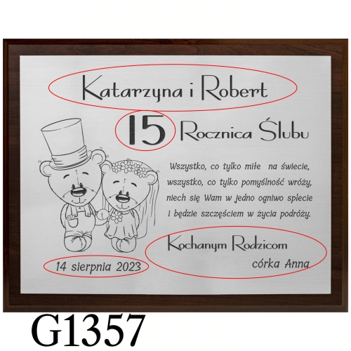 PREZENT NA ROCZNICĘ ŚLUBU obraz z życzeniami grawer