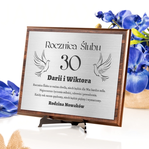 PREZENT NA ROCZNICĘ ŚLUBU obraz z życzeniami grawer