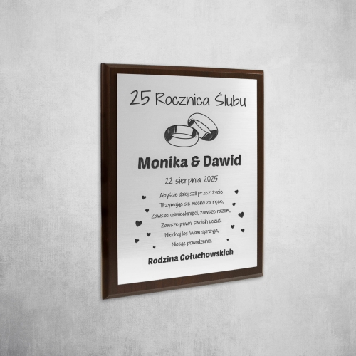 PREZENT NA ROCZNICĘ ŚLUBU obraz z życzeniami grawer