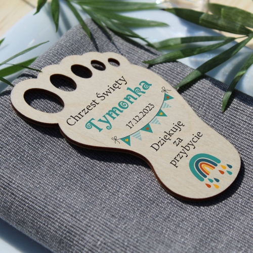 Magnes stopka od chłopczyka PODZIĘKOWANIA DLA GOŚCI CHRZEST
