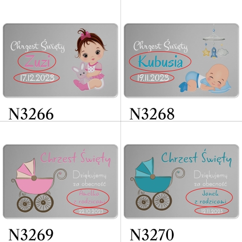 MAGNES LUSTRO SREBRNE podziękowania dla gości na Chrzciny