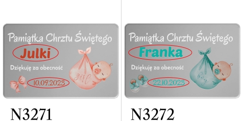 MAGNES LUSTRO SREBRNE podziękowania dla gości na Chrzciny