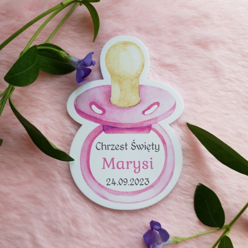 MAGNES RÓŻOWY SMOCZEK podziękowania dla gości Chrzest