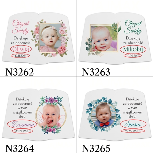 PAMIĄTKA CHRZTU DLA GOŚCI magnes księga ze zdjęciem