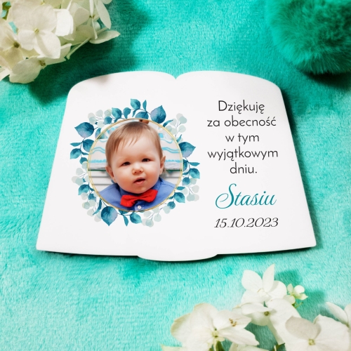 PAMIĄTKA CHRZTU DLA GOŚCI magnes księga ze zdjęciem
