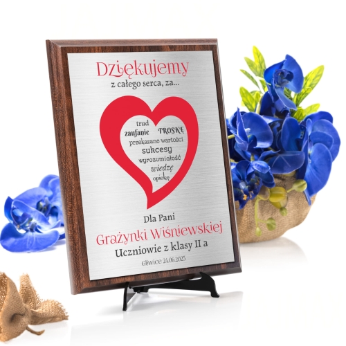 POMYSŁ NA PREZENT DLA NAUCZYCIELA srebrny obrazek z życzeniami