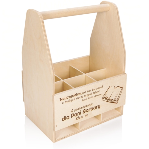Oryginalny prezent dla nauczyciela DREWNIANA DONICA NA KWIATY