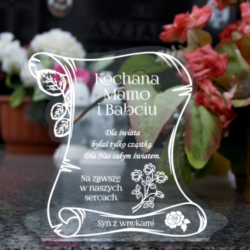 Statuetka list dekoracja na cmentarz Wszystkich Świętych grawer