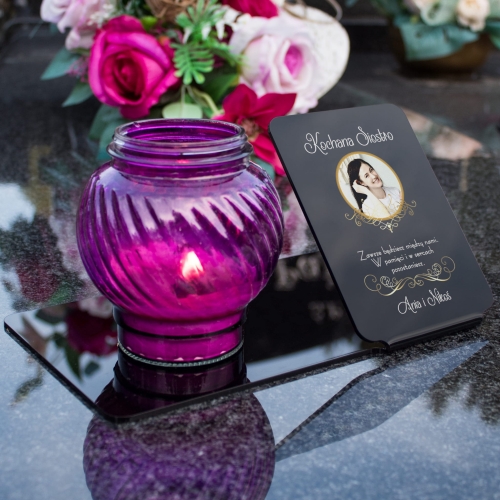 OZDOBA NA GRÓB czarna podstawka pod znicz dla siostry zdjęcie