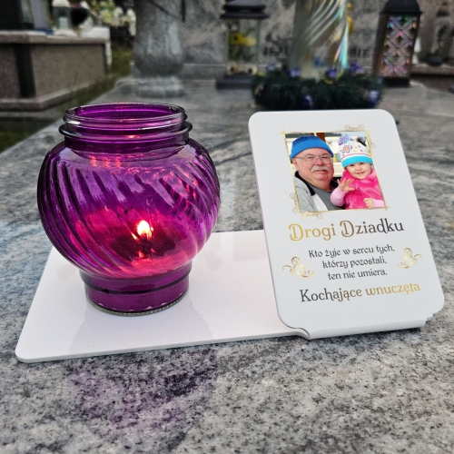 Podstawka na grób pod znicze z dedykacją dla dziadka 