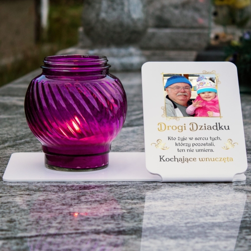 Podstawka na grób pod znicze z dedykacją dla dziadka 