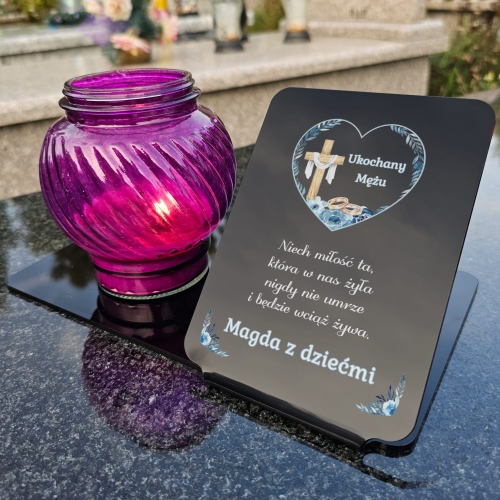 PODSTAWKA NA ZNICZ LAMPION unikatowa ozdoba grobu personalizacja