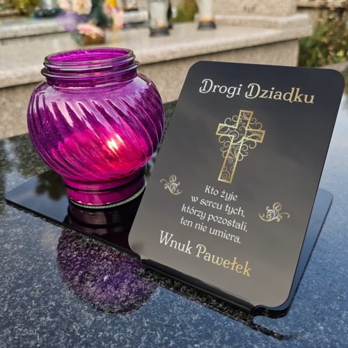 PODSTAWKA POD ZNICZ DLA DZIADKA nowoczesna ozdoba na cmentarz