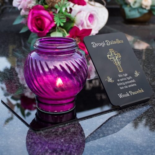 PODSTAWKA POD ZNICZ DLA DZIADKA nowoczesna ozdoba na cmentarz