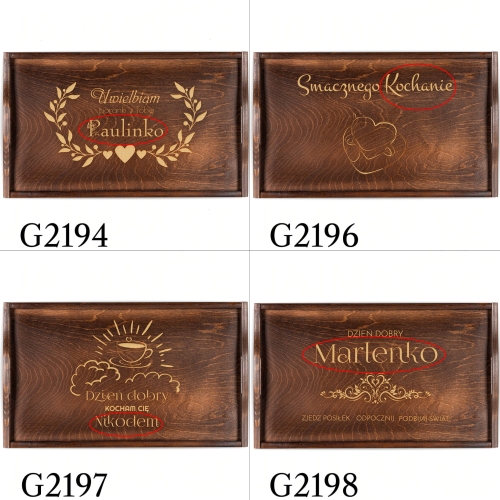 DREWNIANY STOLIK do łóżka ciemny prezent na urodziny grawer