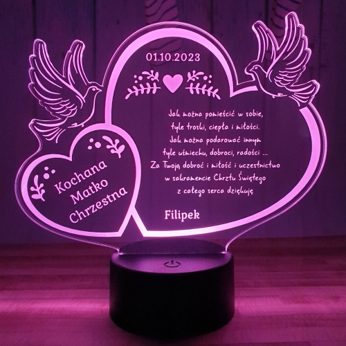 PODZIĘKOWANIE DLA CHRZESTNYCH CHRZEST statuetka led z dedykacją