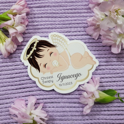 ORYGINALNE PODZIĘKOWANIA DLA GOŚCI magnes aniołek na Chrzest