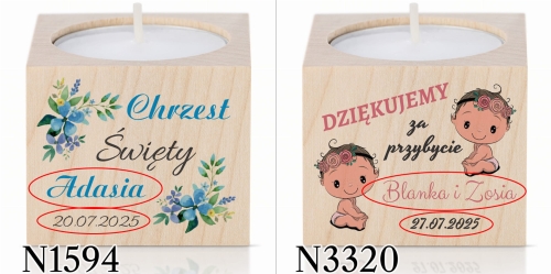 ŚWIECZNIK podziękowania dla gości chrzest święty nadruk