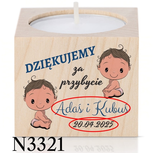 ŚWIECZNIK podziękowania dla gości chrzest święty nadruk