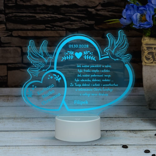 PODZIĘKOWANIE DLA CHRZESTNYCH CHRZEST statuetka led z dedykacją