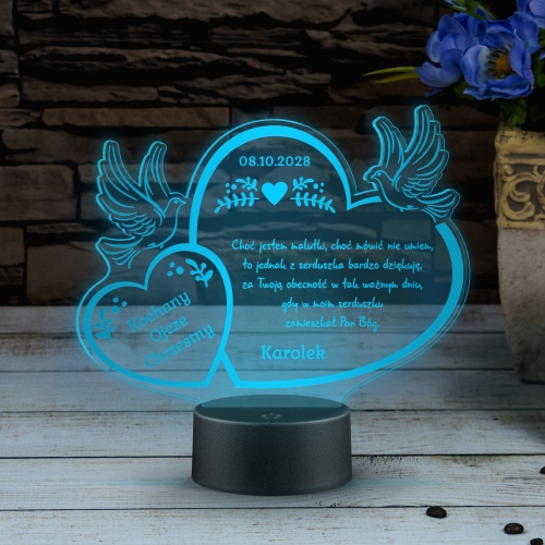 Statuetka LED PODZIĘKOWANIA DLA CHRZESTNYCH NA CHRZEST dedykacja