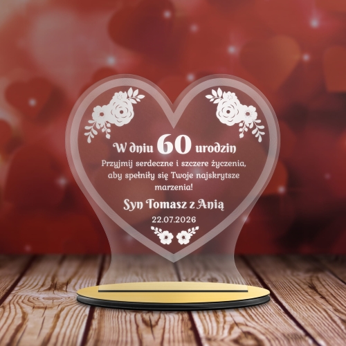 Prezent na urodziny dla Niej dla Niego STATUETKA SERCE Z GRAWEREM 