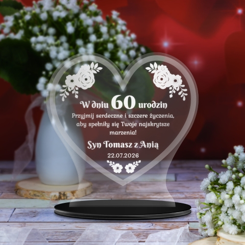 Prezent na urodziny dla Niej dla Niego STATUETKA SERCE Z GRAWEREM 